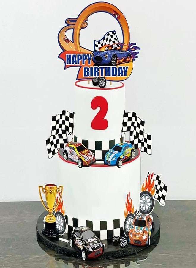 KEEPARTY 24PCS Race Car Happy Birthday Cake Decoration Race Car Cake Toppers Race Car Themed Birthday Party Supplies Boy and Girl Cake Decoration - Image 3